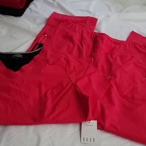 NWT Elle Coral Scrub Set